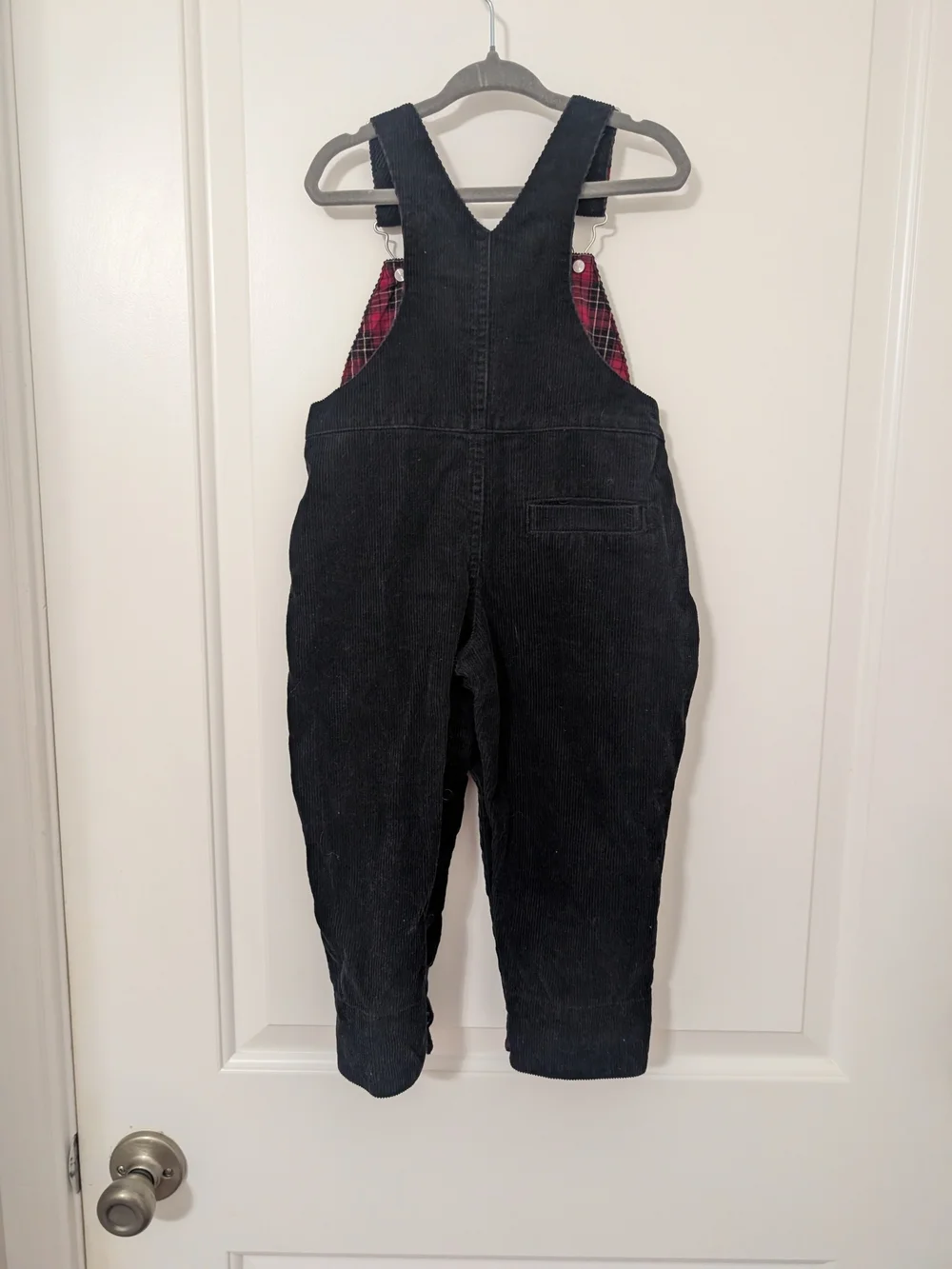Vintage Koala Kids 24M Black Corduroy Overalls Plaid Lined 90s